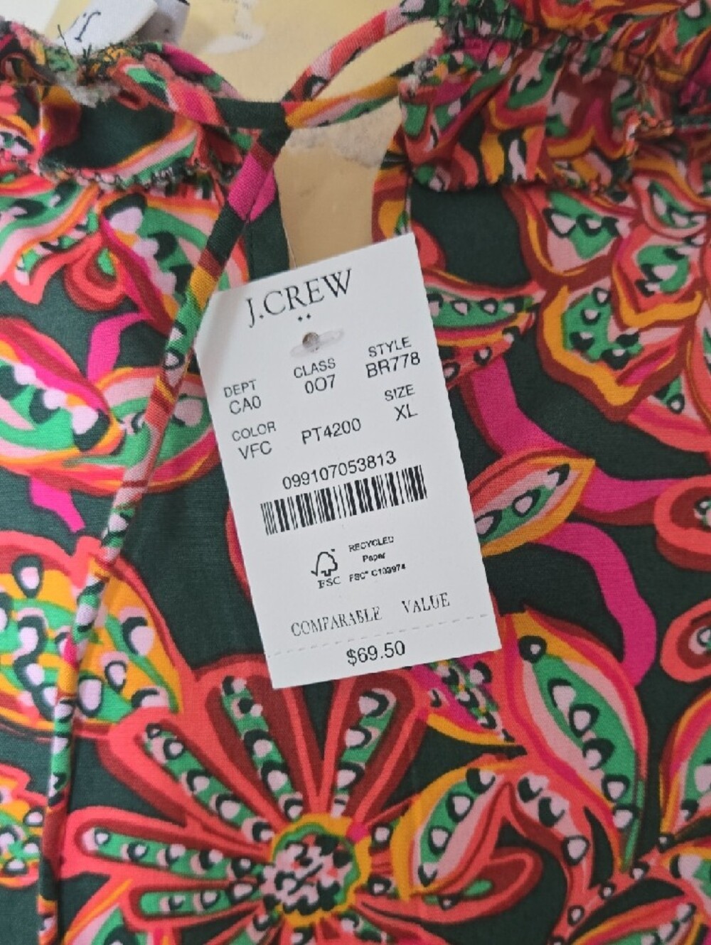 J.Crew Ruffle Sleeve Floral Top | Bright Summer Print | XL | NWT - Picture 4 of 4